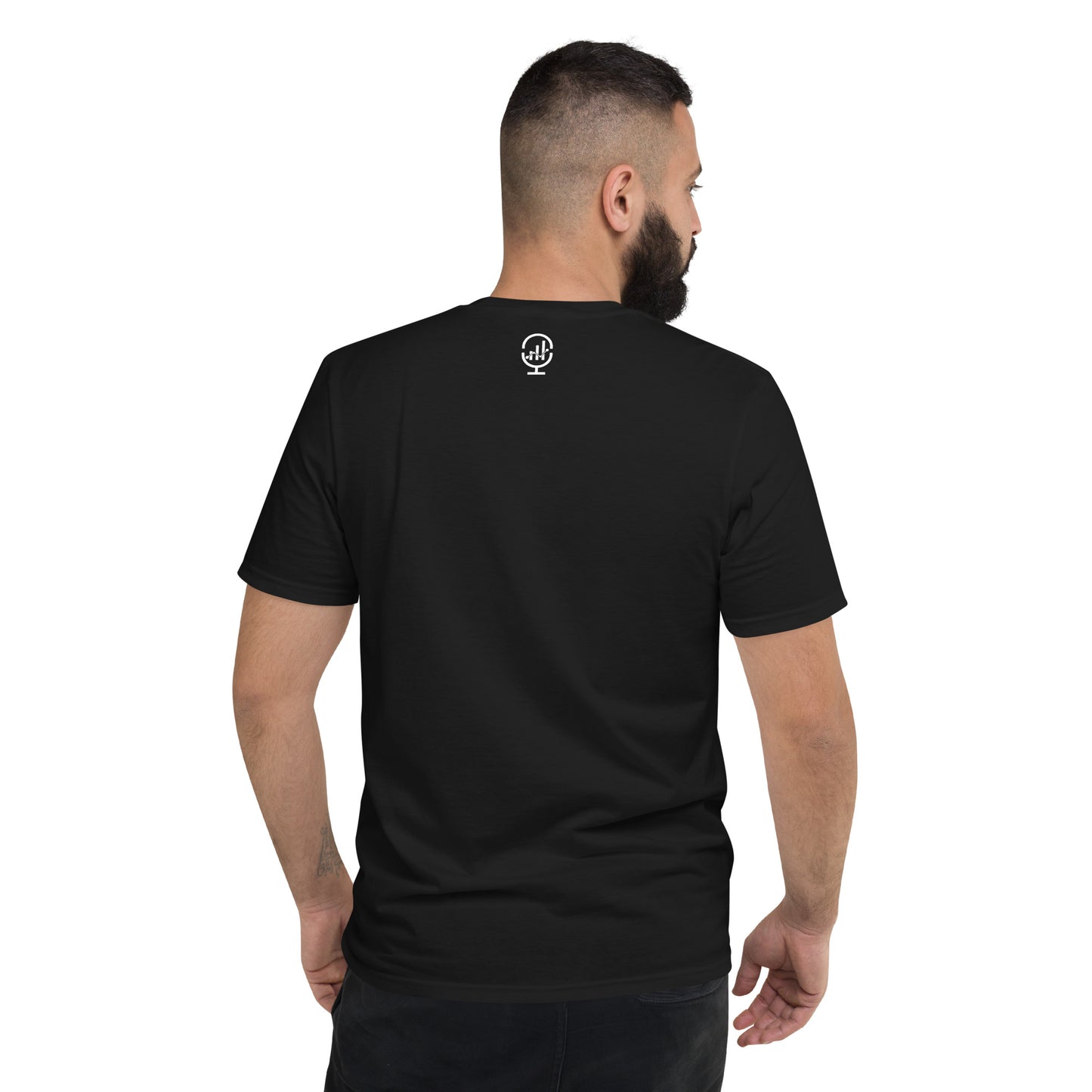 Black Short-Sleeve T-Shirt w/ White Embroidered Logo